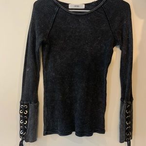 Black Long sleeve shirt with ties on sleeves